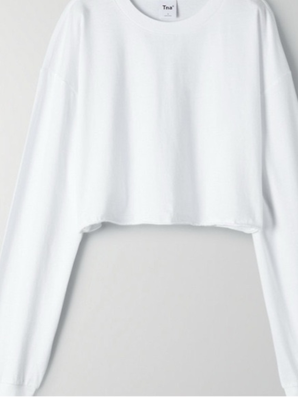 Aritzia/TNA White Cropped Long Sleeve Tee
